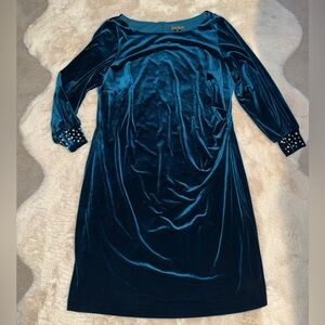 Elegant Teal Velvet Dress